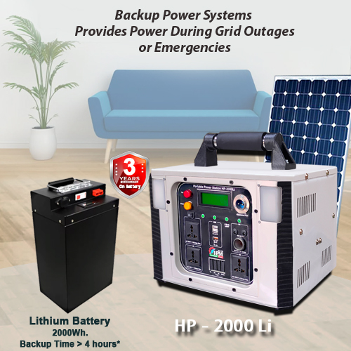 2KVA Solar Home Inverter with In-built Lithium Battery, Portable, Model: HP-2000 Li