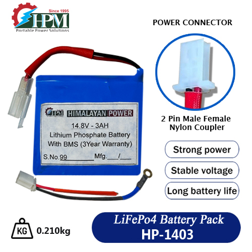 3AH-14.8V, Lithium NCM Battery(3.7V-4S), Inbuilt BMS